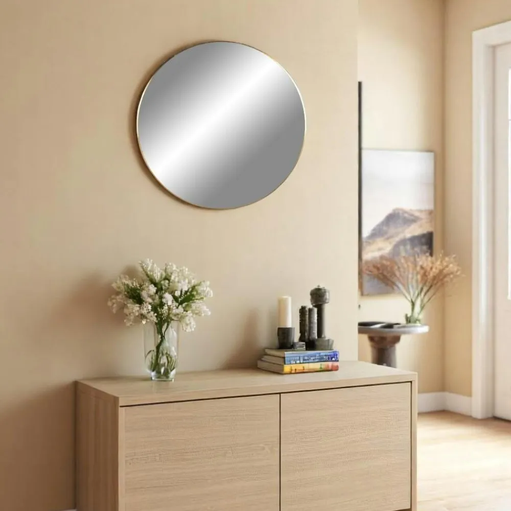 Miroirs|SEOUL Miroir rond avec cadre doré ø100 cm