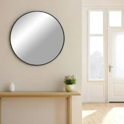 Miroirs|SEOUL Miroir rond avec cadre en aluminium noir ø60 cm