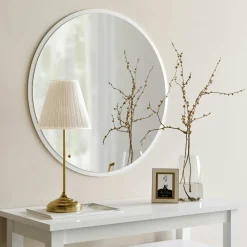 Miroirs|CODY Miroir rond blanc Ø60 cm - entrée, salon