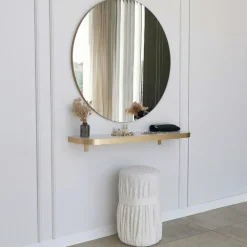 Miroirs|CODY Miroir rond moderne avec bordure dorée Ø90 cm