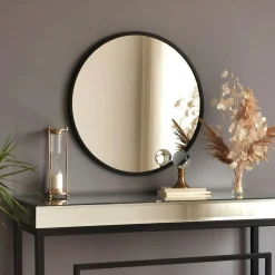 Miroirs|CODY Miroir rond noir Ø60 cm - style moderne
