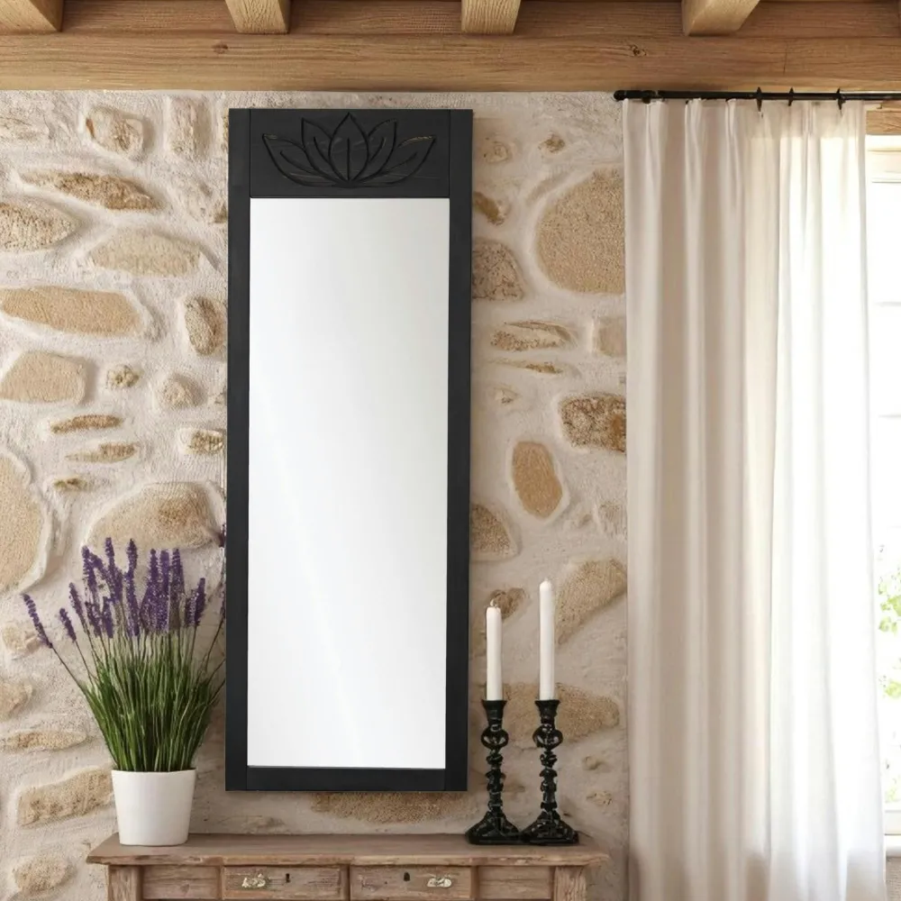 Miroirs|HILO Miroir vertical en bois brun - motif tronc d'arbre