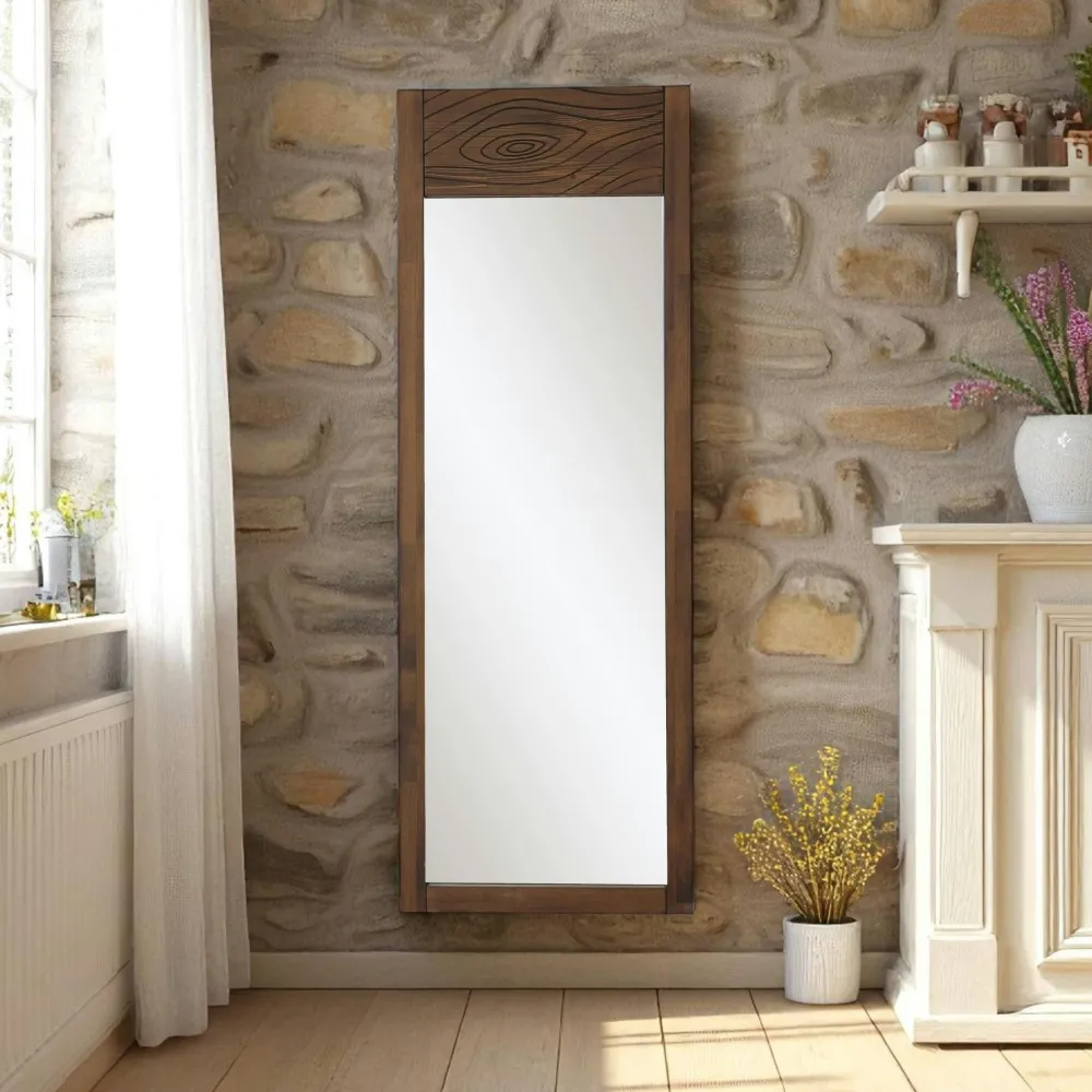 Miroirs|HILO Miroir vertical en bois brun - motif tronc d'arbre