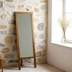 Miroirs|HILO Miroir vertical sur pied - bois brun, 2 crochets