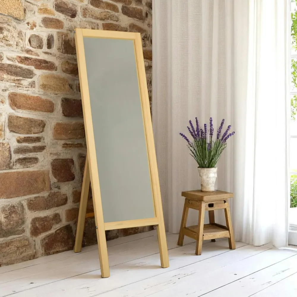 Miroirs|HILO Miroir vertical sur pied - bois brun, 2 crochets