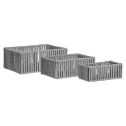 Rangements Déco·Paniers / Boîtes De Rangement|Vannerie Rotin| Panier de rangement déco en coton gris et blanc (lot de 3)
