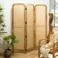 Meubles De Chambre·Paravents|MALAGA Paravent en cannage et bois de manguier