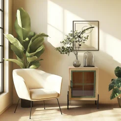 Buffets Contemporains|Buffets Contemporains|BAGAN Petit buffet 1 porte vitrée contour vert