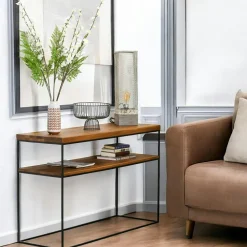 Buffets Contemporains|Buffets Contemporains|OKA Petit buffet bois motif damier 120 cm