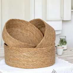 Rangements Déco·Paniers / Boîtes De Rangement|Vannerie Rotin| Petit panier de rangement rond en jonc de mer (lot de 3)