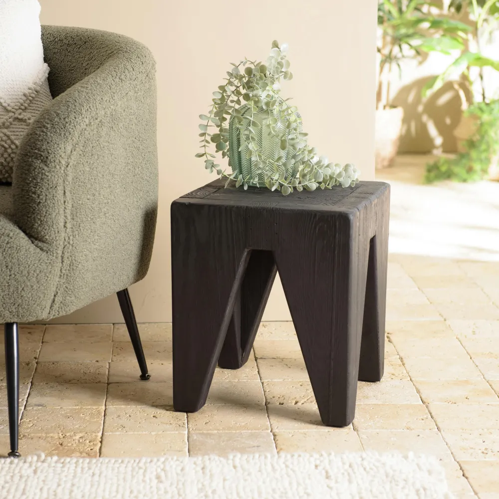 Bouts De Canapé En Bois|Meubles De Salle À Manger·Tabourets|CRACOVIE Petit tabouret pin recyclé noir