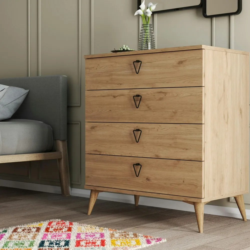 Commodes En Bois|JENA Petite commode 3 tiroirs et 3 niches décoratives