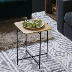 Bouts De Canapé En Métal|Bouts De Canapé En Bois|JENA Petite table bois rectangulaire - structure métal doré