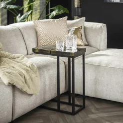 Bouts De Canapé En Bois|NOVA Petite table d'appoint en teck recyclé gris et or