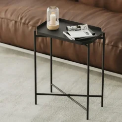 Bouts De Canapé En Métal|SFAX Petite table d’appoint noire - structure ronde, métal