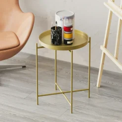 Bouts De Canapé En Métal|SFAX Petite table d’appoint noire - structure ronde, métal