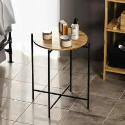 Bouts De Canapé En Métal|Bouts De Canapé En Bois|JENA Petite table en bois carrée - structure métal noir