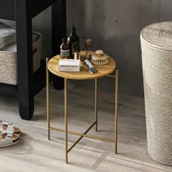 Bouts De Canapé En Métal|Bouts De Canapé En Bois|JENA Petite table en bois carrée - structure métal noir