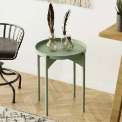 Bouts De Canapé En Métal|SFAX Petite table ronde noire design & plateau doré