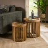 Bouts De Canapé En Bois|DELHI Petite table ronde striée (lot de 2)
