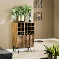 Bouts De Canapé En Bois|DELHI Petite table ronde striée (lot de 2)