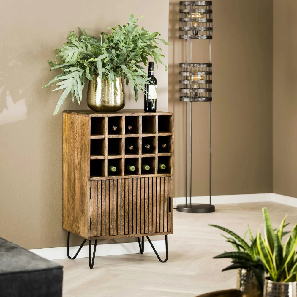 Bouts De Canapé En Bois|DELHI Petite table ronde striée (lot de 2)