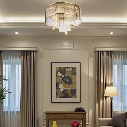 Suspensions / Lustres|ELMA Plafonnier Art Déco verre cannelé – structure dorée