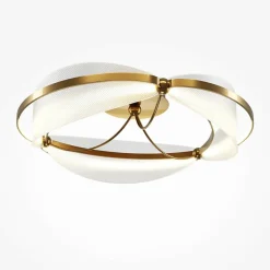 Suspensions / Lustres|AVA Plafonnier chambre LED blanc & or - forme elliptique