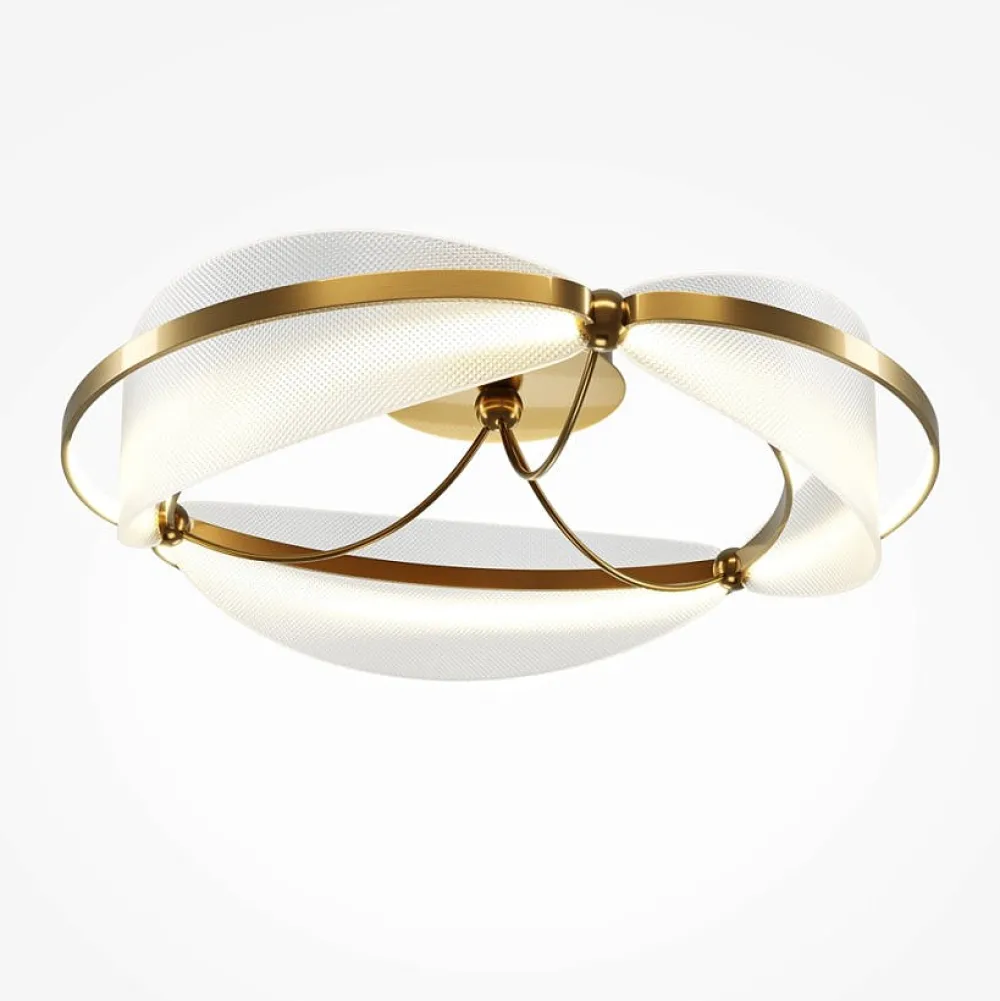 Suspensions / Lustres|AVA Plafonnier chambre LED blanc & or - forme elliptique