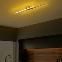 Suspensions / Lustres|VIESTE Plafonnier design LED - 2 barres métal noir