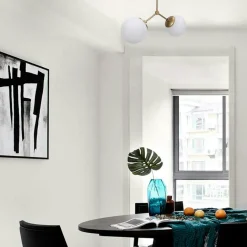 Suspensions / Lustres|SIERRE Plafonnier design métal doré 2 globes verre dépoli