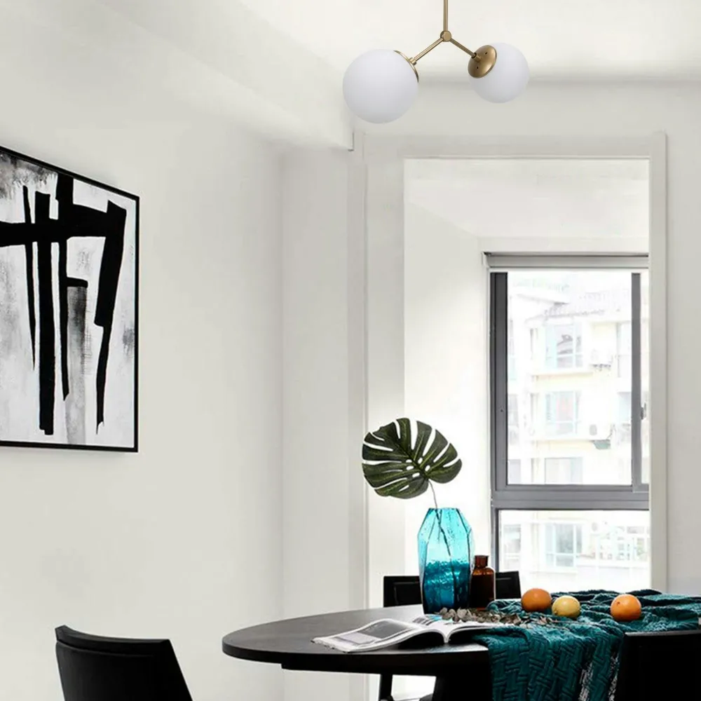 Suspensions / Lustres|SIERRE Plafonnier design métal noir 2 globes verre dépoli