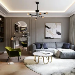 Suspensions / Lustres|MARATEA Plafonnier design noir mat, 6 lampes sur tiges