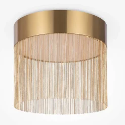 Suspensions / Lustres|AMOS Plafonnier moderne rond – franges dorées & LED