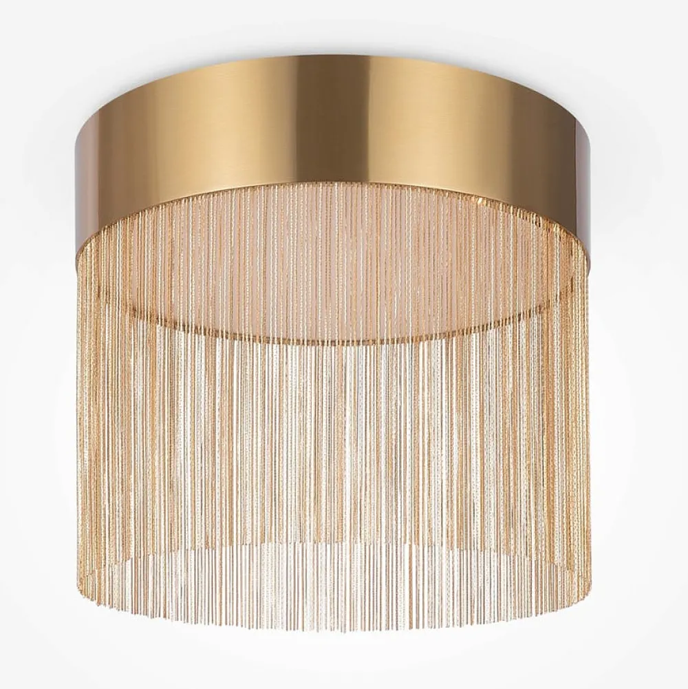 Suspensions / Lustres|AMOS Plafonnier moderne rond – franges dorées & LED