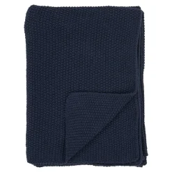 Textile·Plaids / Jetés|FALLON Plaid canapé bleu marine - maille de coton recyclé