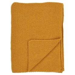 Textile·Plaids / Jetés|FALLON Plaid canapé moutarde - maille de coton recyclé