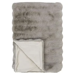 Textile·Plaids / Jetés|FALLON Plaid fausse fourrure gris clair - esprit cocooning