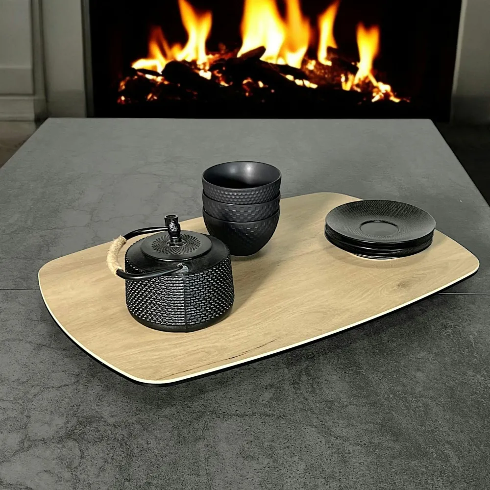 Arts De La Table·Plateaux|LOMBARDIE Plateau tournant apéritif en céramique marbrée noir & cuivrée