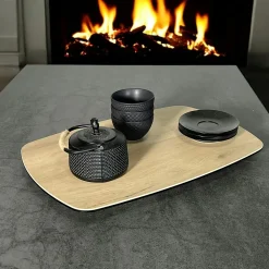 Arts De La Table·Plateaux|LOMBARDIE Plateau tournant apéritif en céramique effet bois