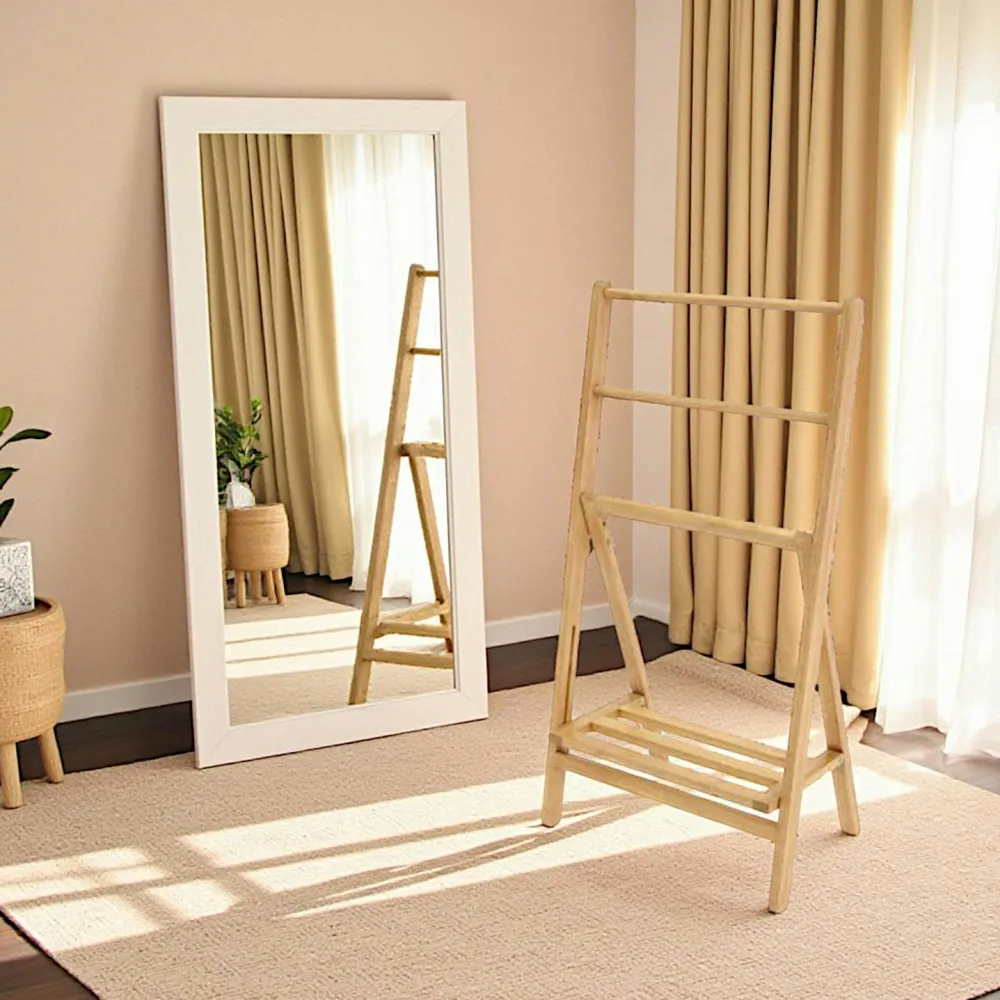 Meubles De Salle De Bains·Rangement Salle De Bains|Olga Porte serviette hévéa 56x105cm