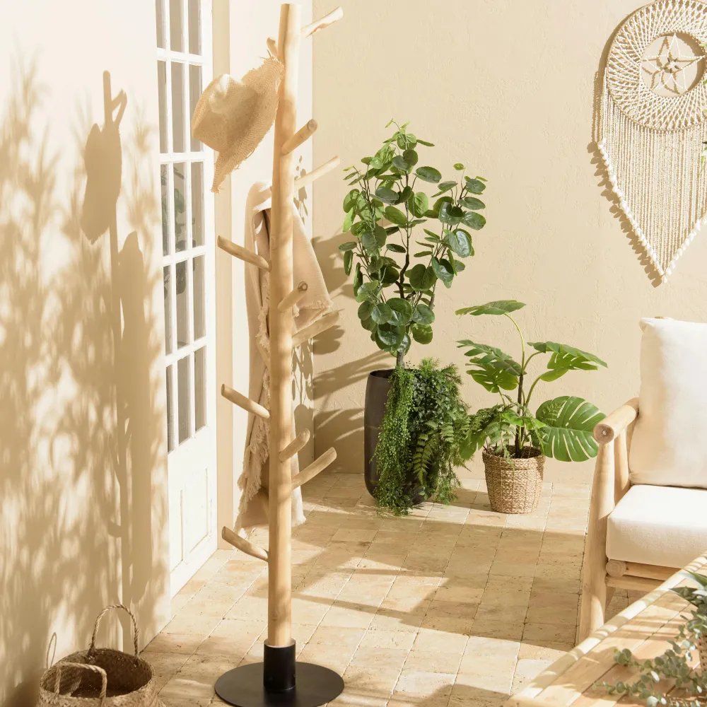 Meubles D'Entrée·Portemanteaux|MANAK Porte-manteau design naturel 3 branches de teck