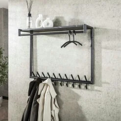 Meubles D'Entrée·Portemanteaux|Portemanteaux Industriels|RALF Portemanteau moderne 10 crochets avec étagère et tringle