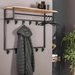 Meubles D'Entrée·Portemanteaux|Portemanteaux Industriels|Melbourne Portemanteau mural d'entrée bois massif 8 patères + tringle TRIBECA