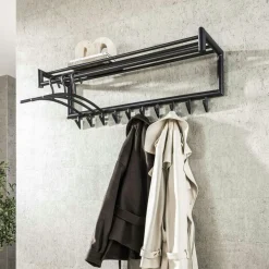 Meubles D'Entrée·Portemanteaux|Portemanteaux Industriels|RALF Portemanteau mural gris foncé 10 crochets, 1 tringle