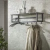 Meubles D'Entrée·Portemanteaux|Portemanteaux Industriels|RALF Portemanteau mural moderne 1 étagère effet céramique et 6 crochets