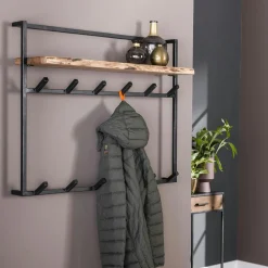 Meubles D'Entrée·Portemanteaux|Meubles De Salon·Etagères Murales|Melbourne Portemanteau mural vertical 6 crochets, 1 étagère