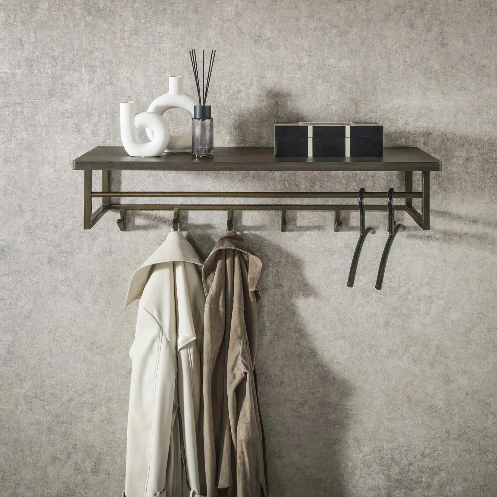 Meubles D'Entrée·Portemanteaux|RALF Portemanteau mural vintage 1 étagère 6 crochets