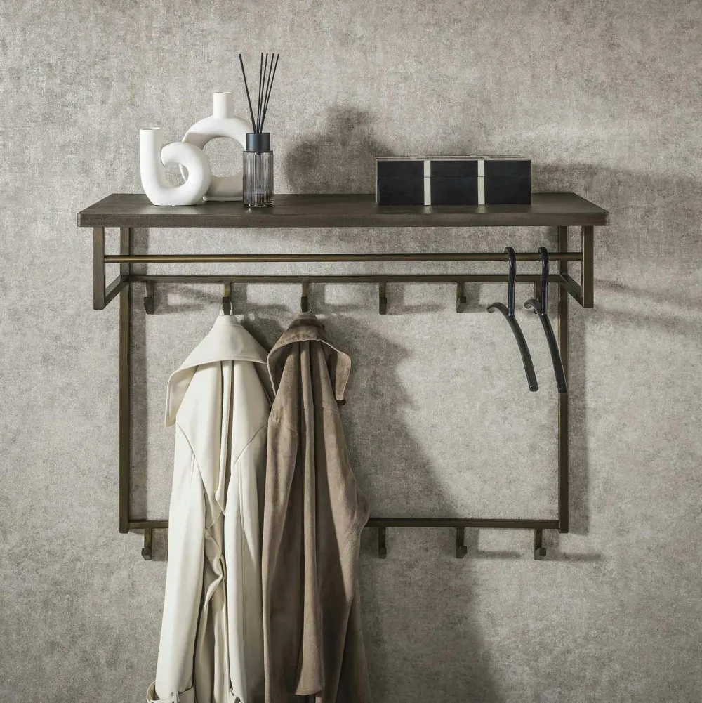 Meubles D'Entrée·Portemanteaux|RALF Portemanteau mural vintage 1 étagère 12 crochets