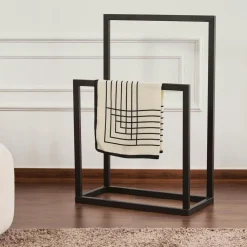 Meubles De Chambre·Valets De Chambre|SFAX Porte-serviettes sur pied - 2 barres taupe, style design